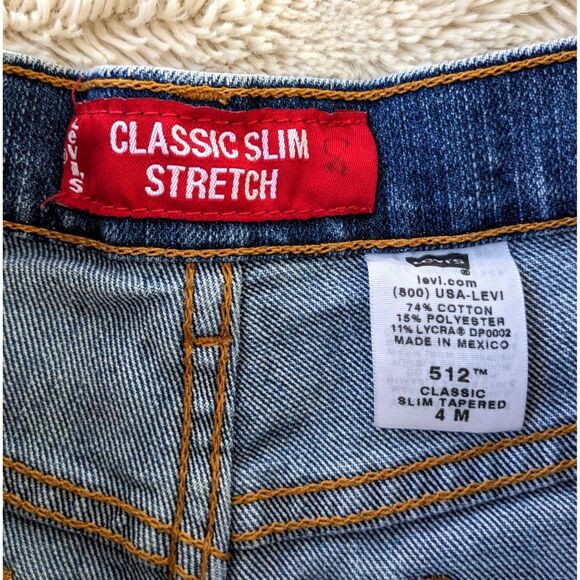 Vintage Y2K LEVI'S 512 Classic Slim Stretch Tapered Ankle Jean, Medium Blue Sz 4 - Picture 3 of 6
